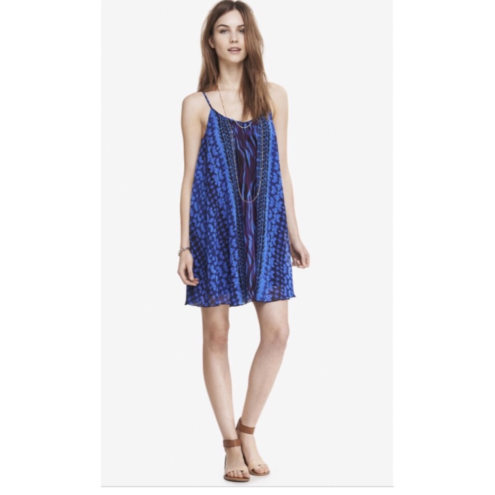 Express Blue Trapeze Dress